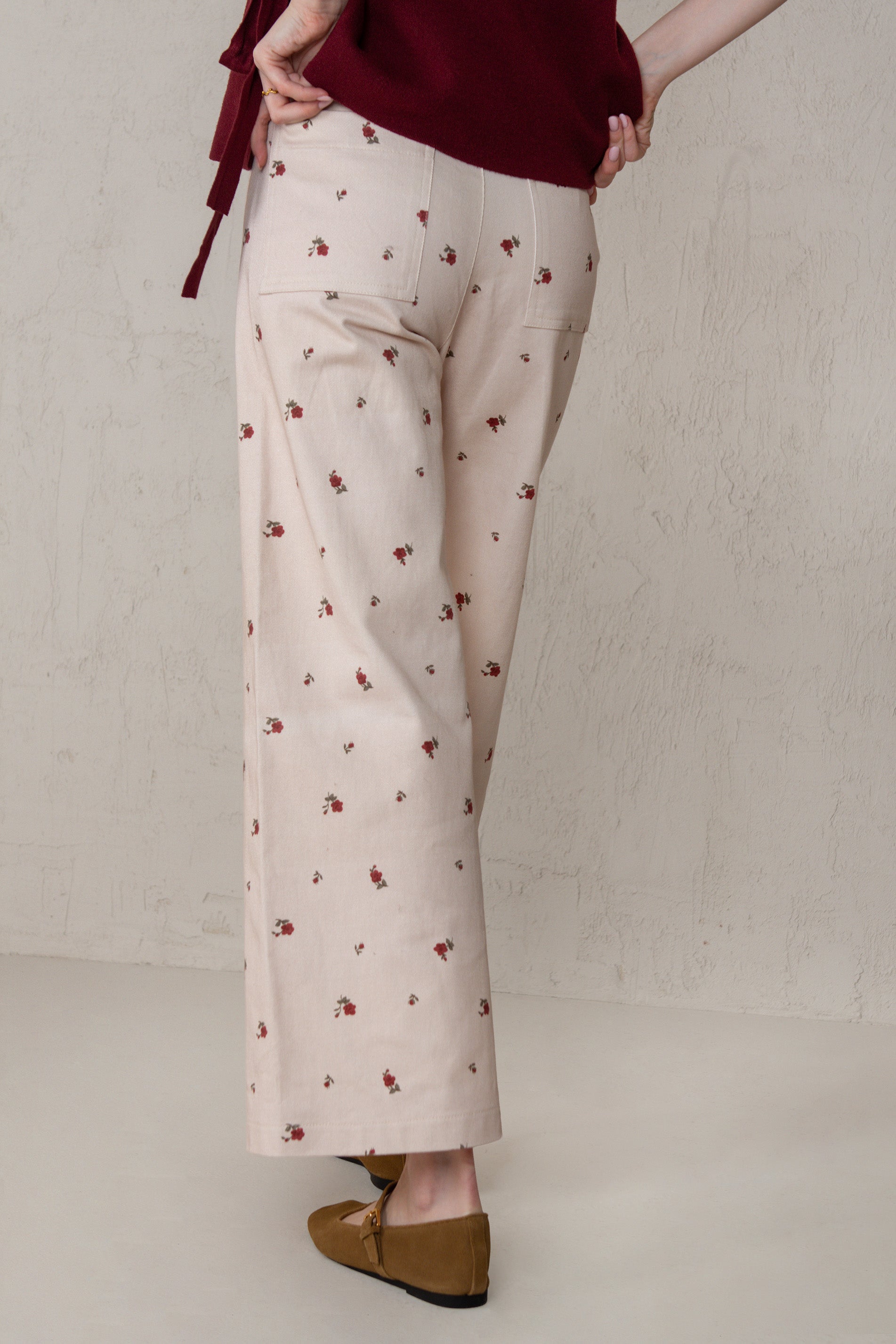 PANTALÓN PAULA // FLORES ROJO