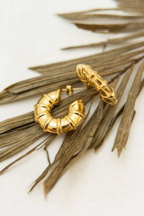 THICK BAMBOO HOOP EARRINGS image 1