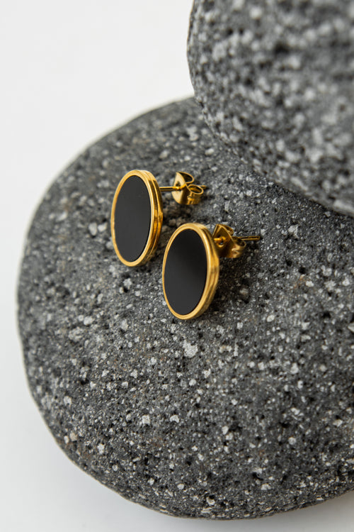 OVAL EARRINGS // BLACK image 1