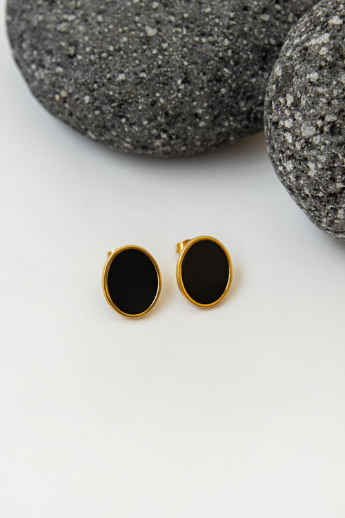 OVAL EARRINGS // BLACK image 1