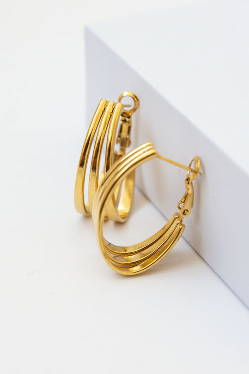 TRIPLE OVAL HOOP EARRINGS image 1