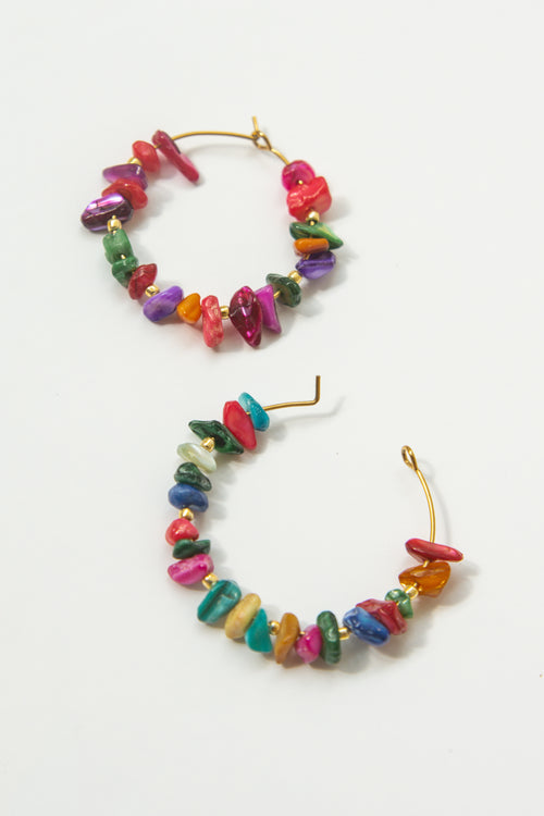 STONE HOOP EARRINGS // MULTICOLOR image 1