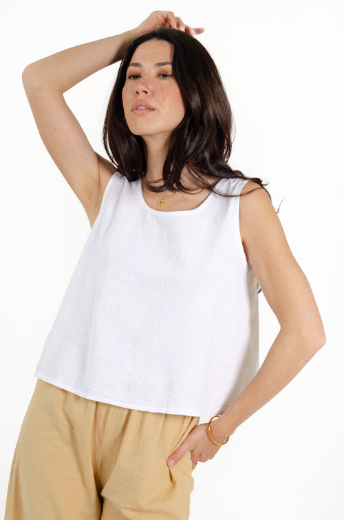 LOLA TOP // WHITE LINEN image 1