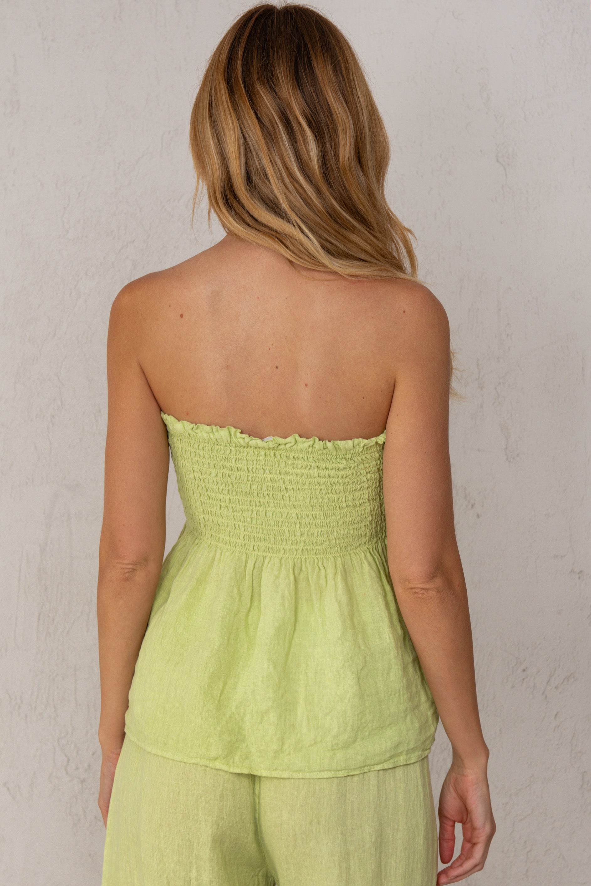 LIGHT GREEN LINEN CROP TOP