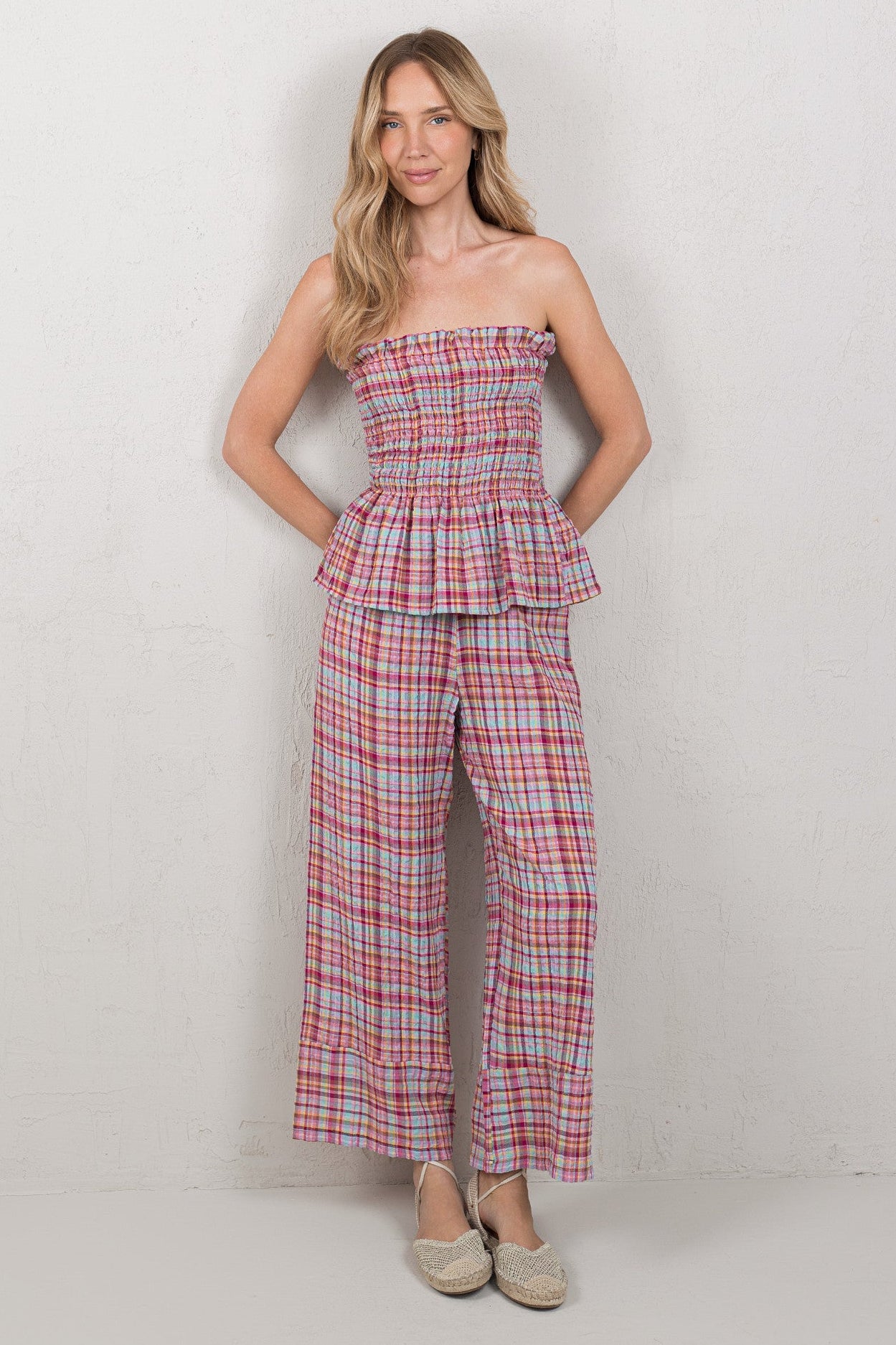 PANTALÓN JULIA // TARTÁN ROSA