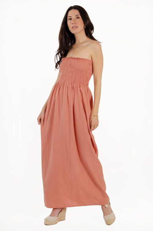 MARIANA DRESS // PINK LINEN image 1