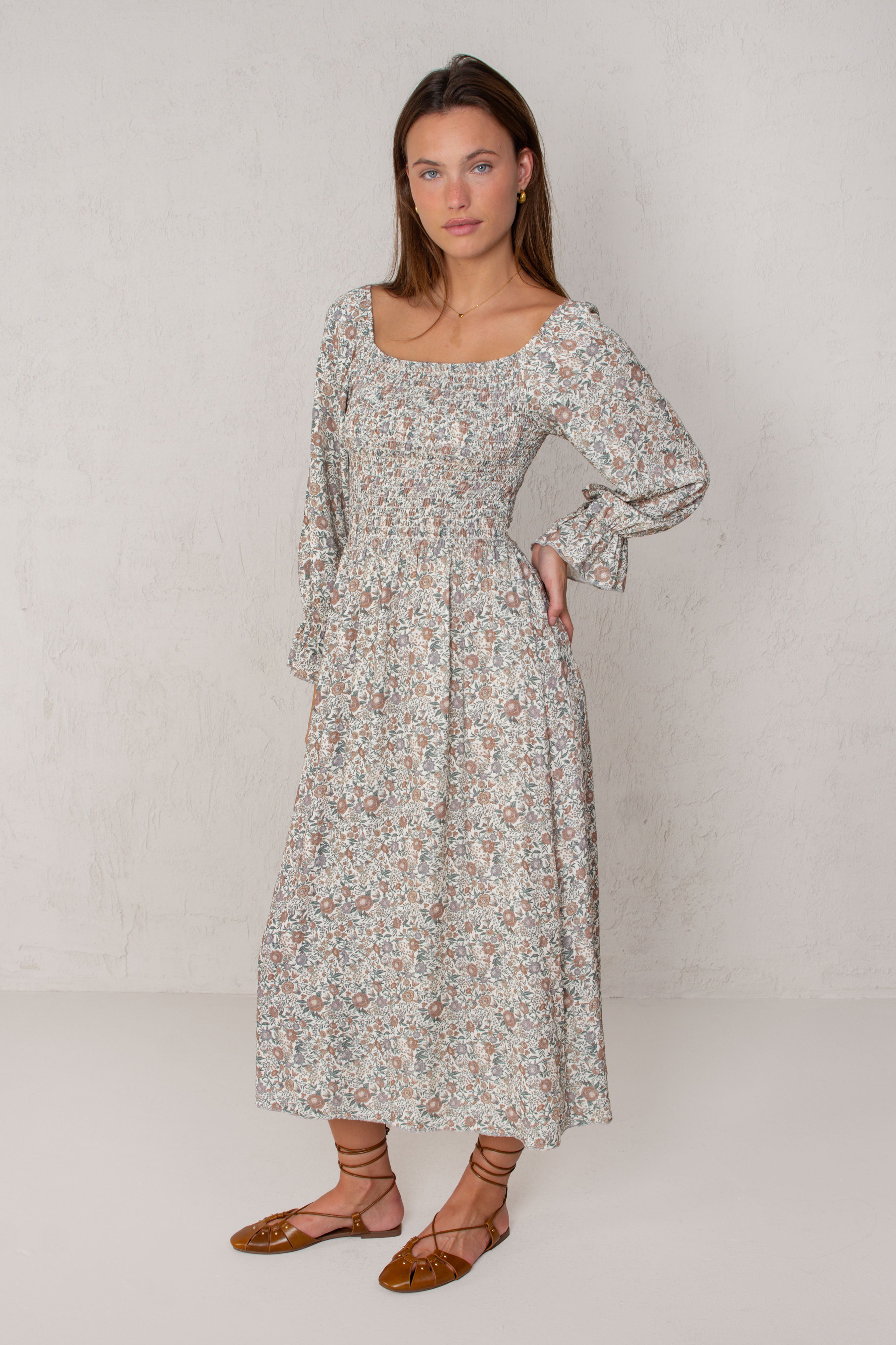 VESTIDO ALICIA //  FLORES CRUDO