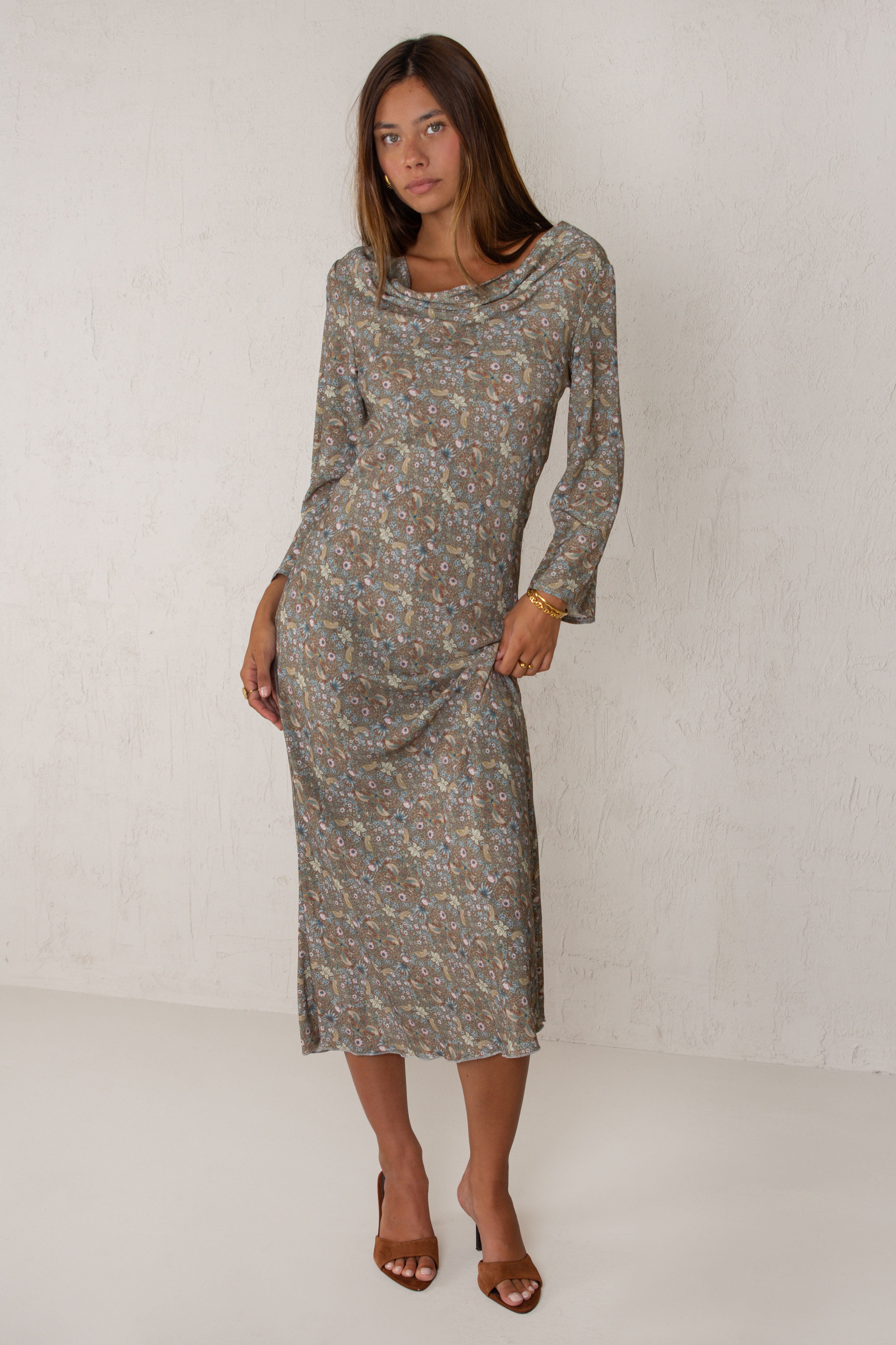 VESTIDO GALA // ESTAMPADO MARRÓN