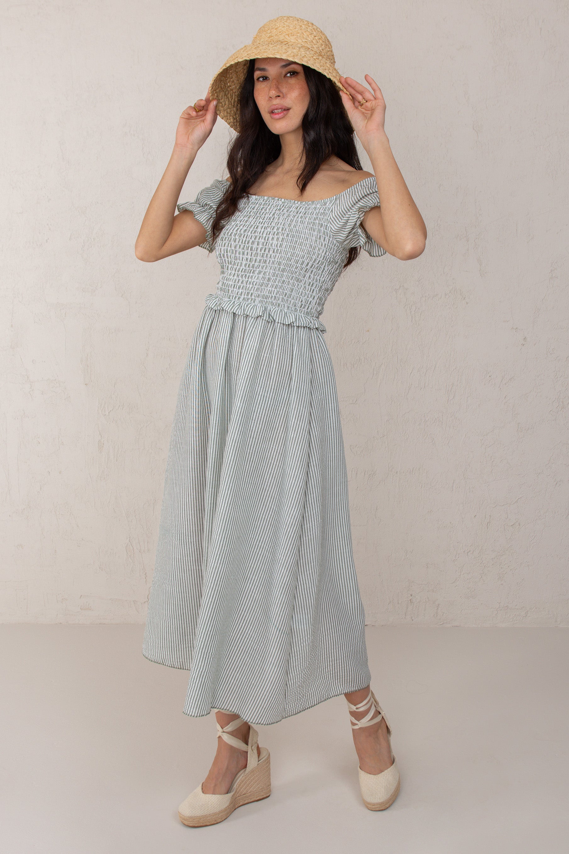 CATALINA DRESS // GREEN STRIPES