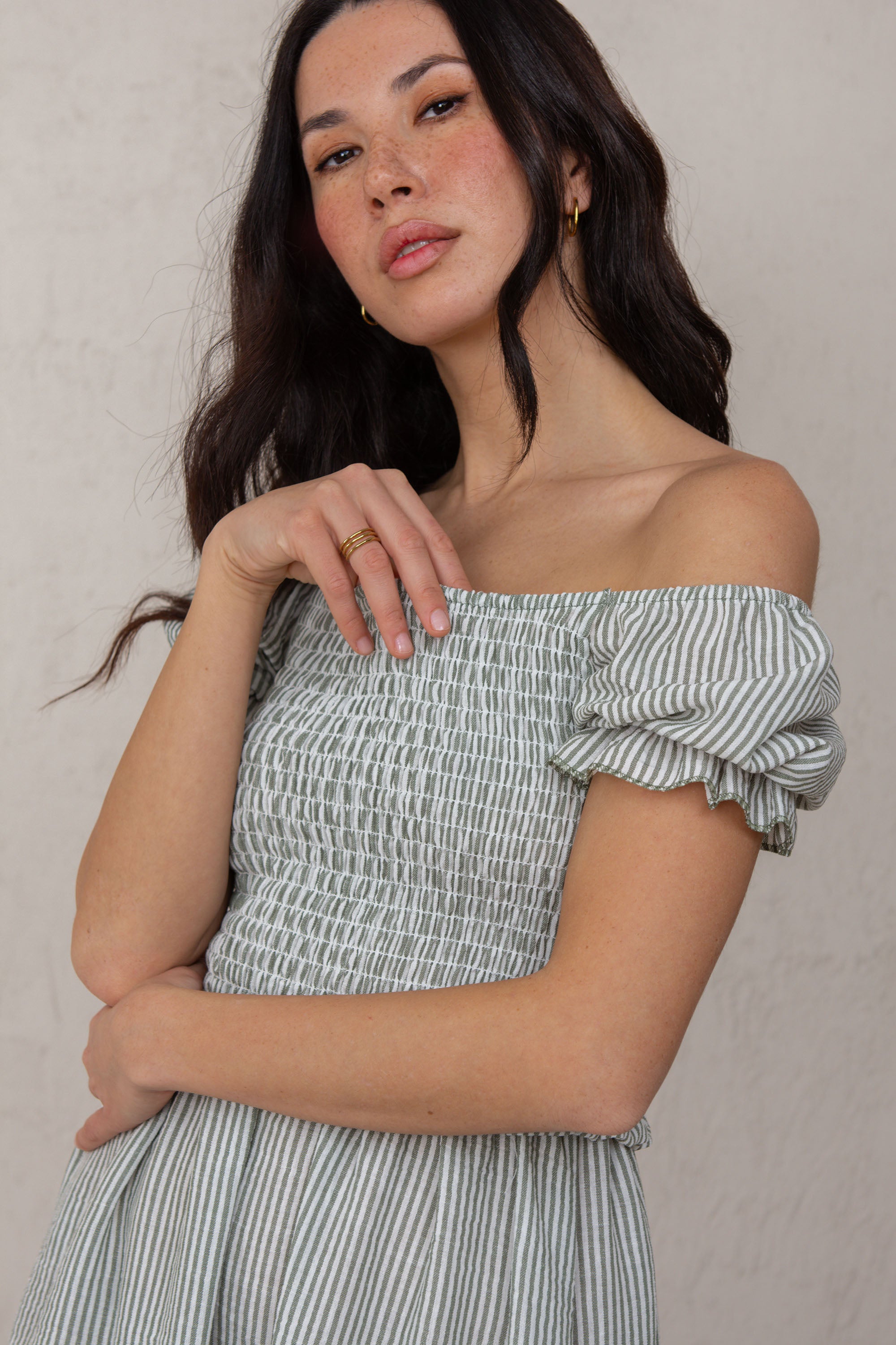 CATALINA DRESS // GREEN STRIPES