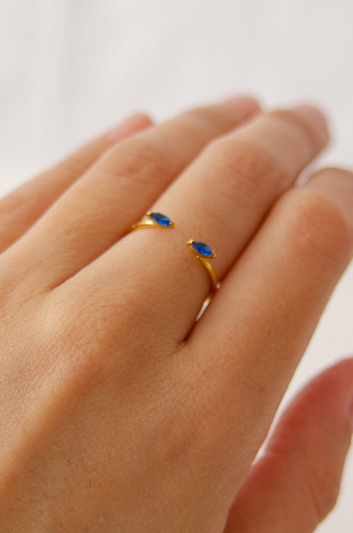 DOUBLE STONE RING // BLUE image 1