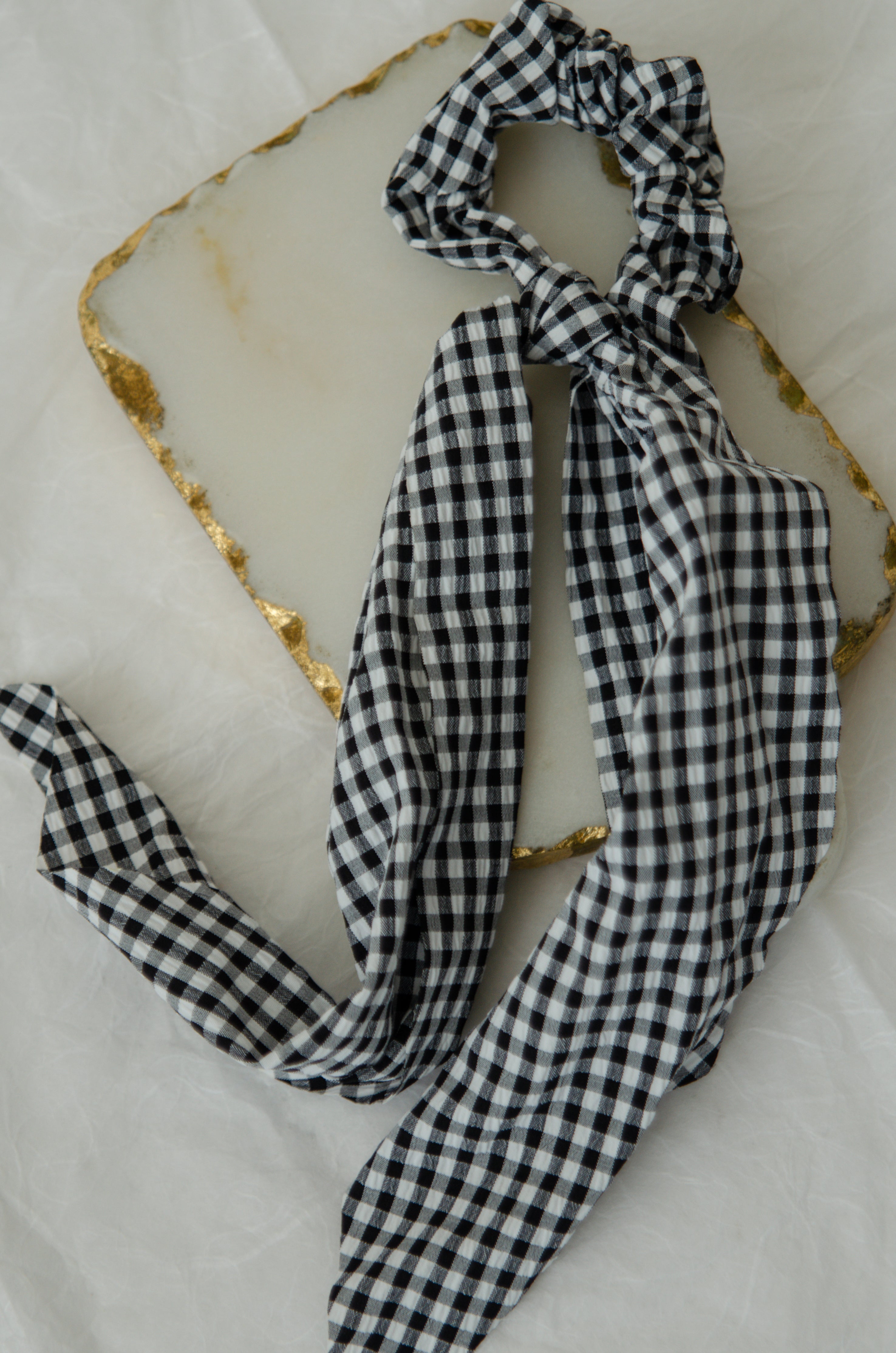 SCRUNCHIE WITH BOW // BLACK GINGHAM
